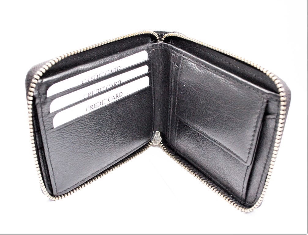 Мъжки портфейл с цип - черен цвят - Естествена кожа - Image 4