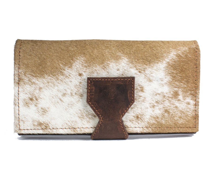 Голямо дамско портмоне с естествен косъм