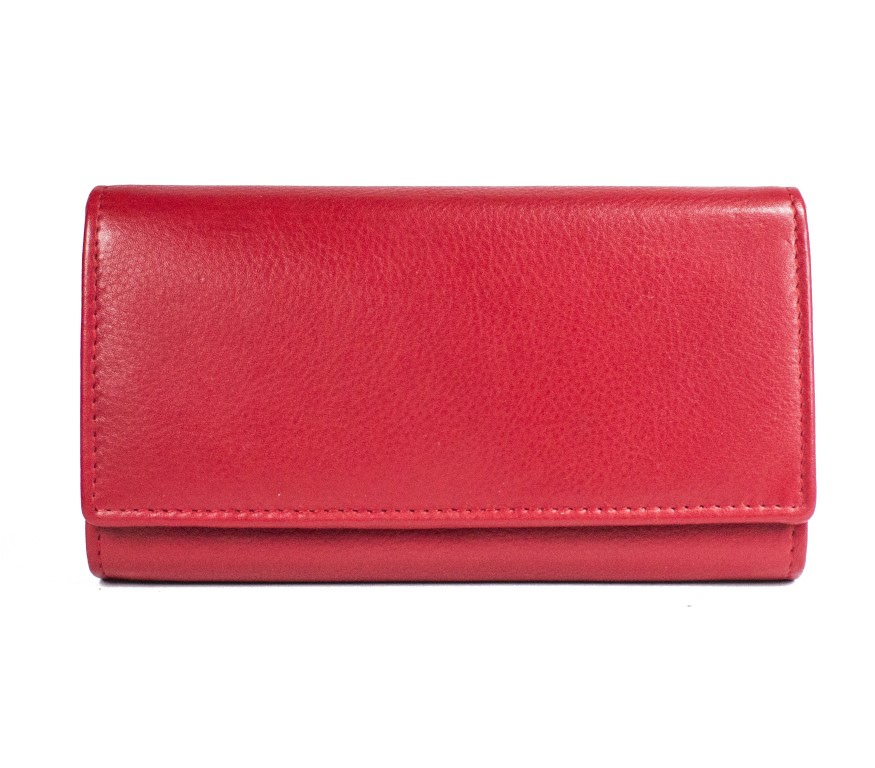 Червено дамско портмоне естествена кожа