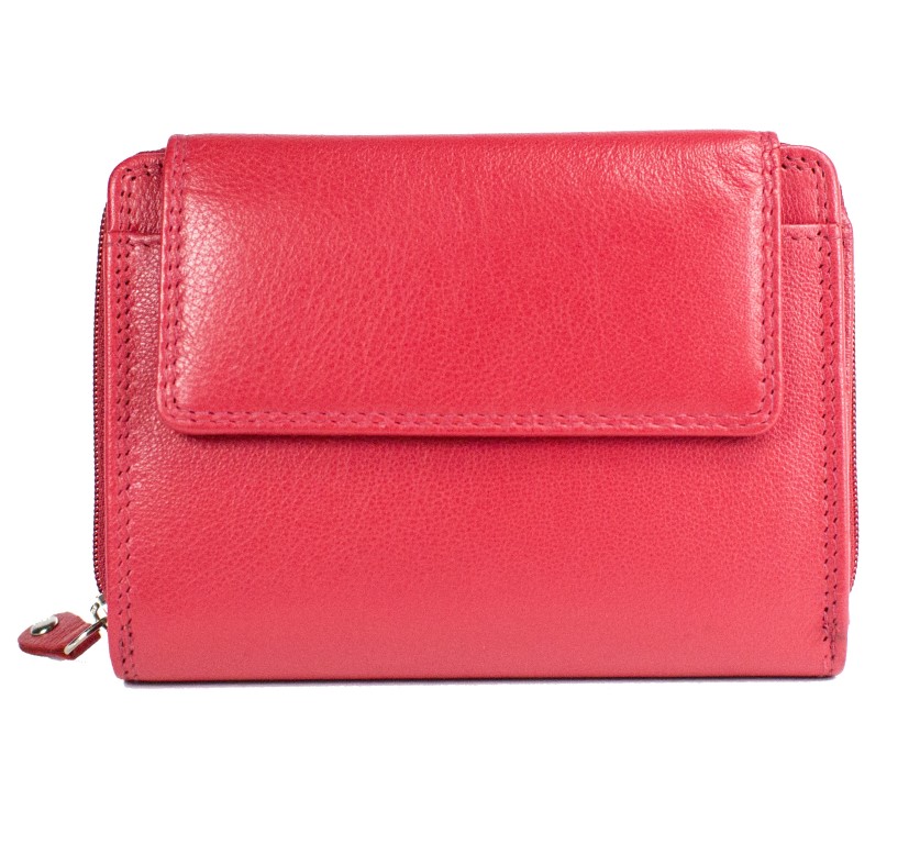 Дамско портмоне естествена кожа червено