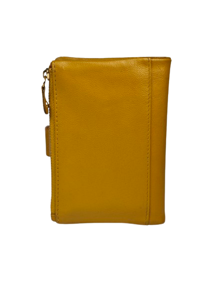 Малко дамско портмоне естествена кожа - Жълто - Image 4